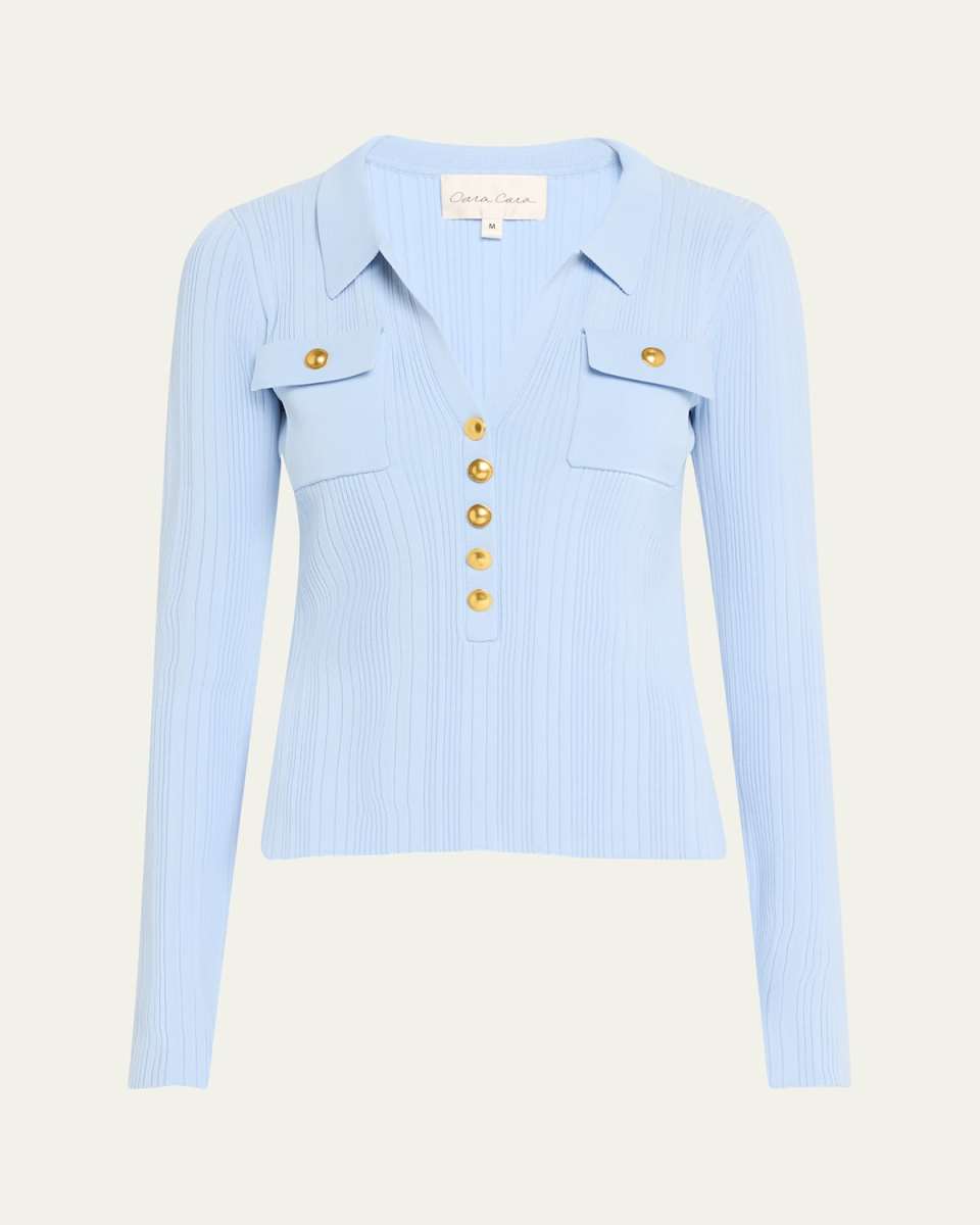 Belleport Rib-Knit Button Top